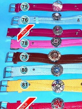 🎀 $3 - Snap Jewelry Charm, Faux Leather Bracelet with Slide Charms *see desc*